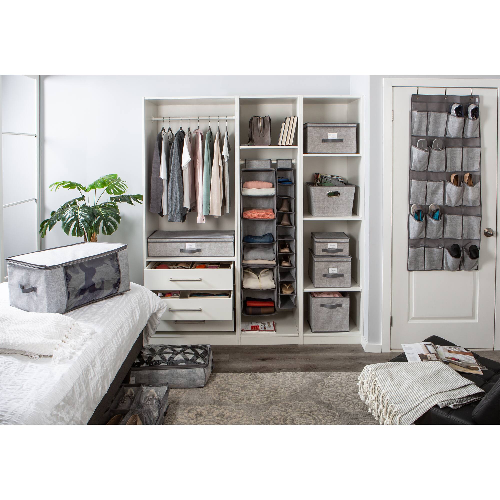 Simplify Large Heather Gray Grommet Storage Bin